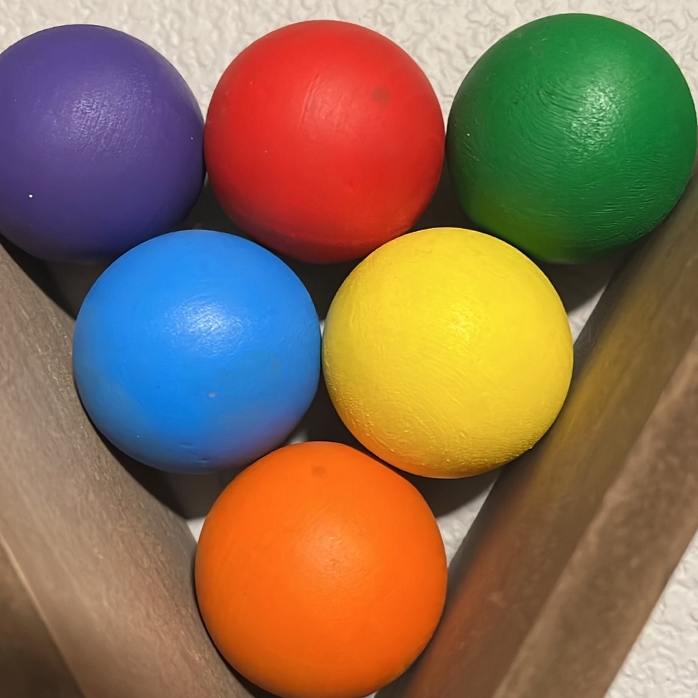 Wooden painted balls sensory toy